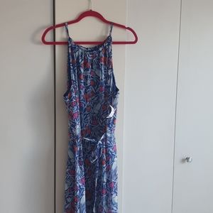 Bird Print Long Maxi Dress